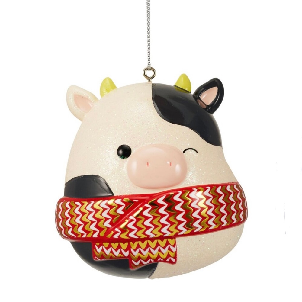 NIB Squishmallows Connor the Cow Holiday Ornament